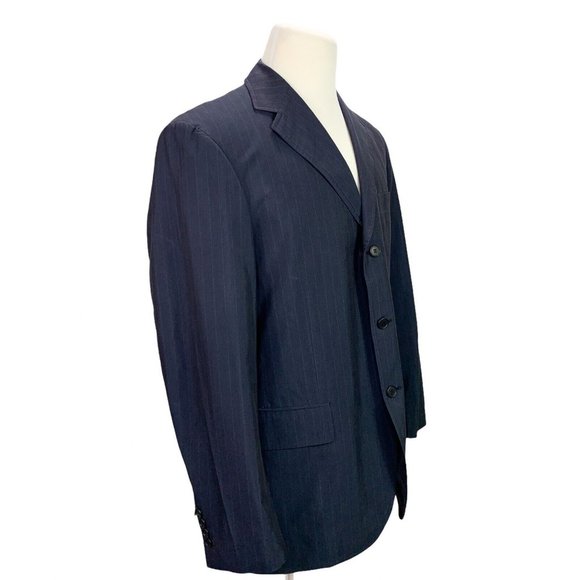 Faconnable Blue Striped Silk Cotton Sport Coat Blazer Jacket Size Large - Picture 2 of 10